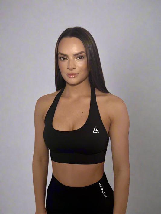 Essential Halterneck Sports Bra Black